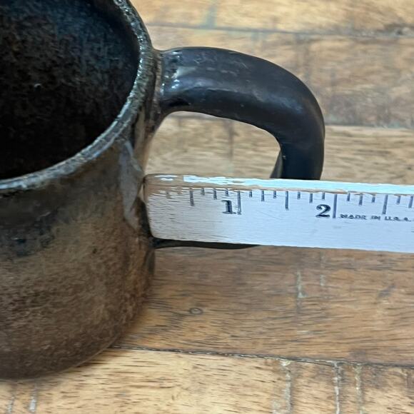 Studio Art Pottery Mug 4" Tall Stoneware Blue Brown Ombre Speckled - Picture 8 of 8